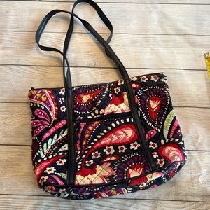 Vera Bradley Pink and Navy Paisley Tote